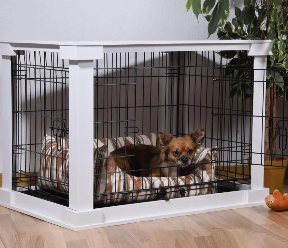 dobar® petlife Design-Hundekäfig, weiß, ca. B59/H83/T55 cm