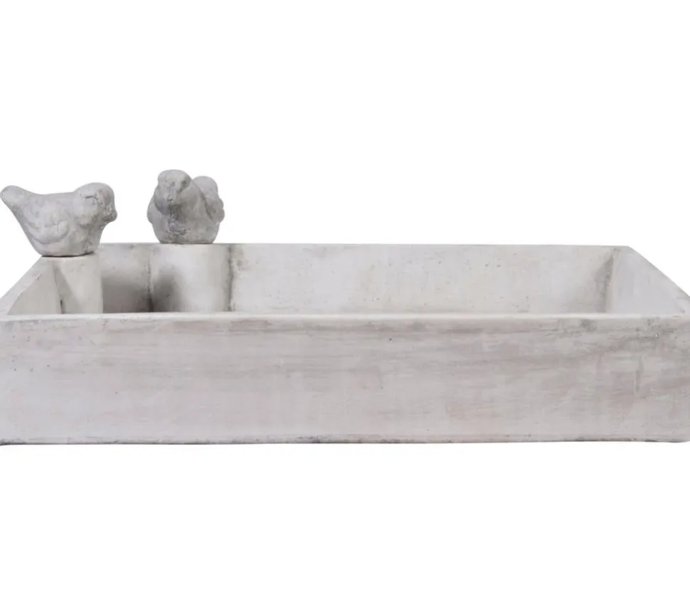dobar® wildlife Vogeltränke Carré, Keramik, grau, ca. B29/H5/T29 cm