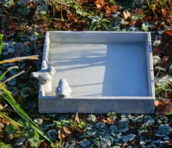 dobar® wildlife Vogeltränke Carré, Keramik, grau, ca. B29/H5/T29 cm