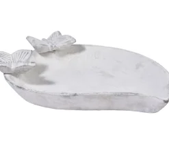dobar® wildlife Vogeltränke Foglia, Keramik, weiß, ca. B37/H4,5/T28 cm
