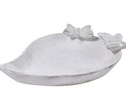 dobar® wildlife Vogeltränke Foglia, Keramik, weiß, ca. B37/H4,5/T28 cm
