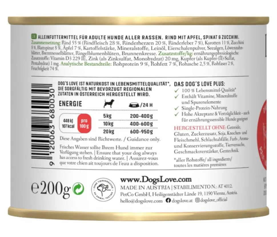 DOG'S LOVE Nassfutter für Hunde Adult, 6 x 200 g