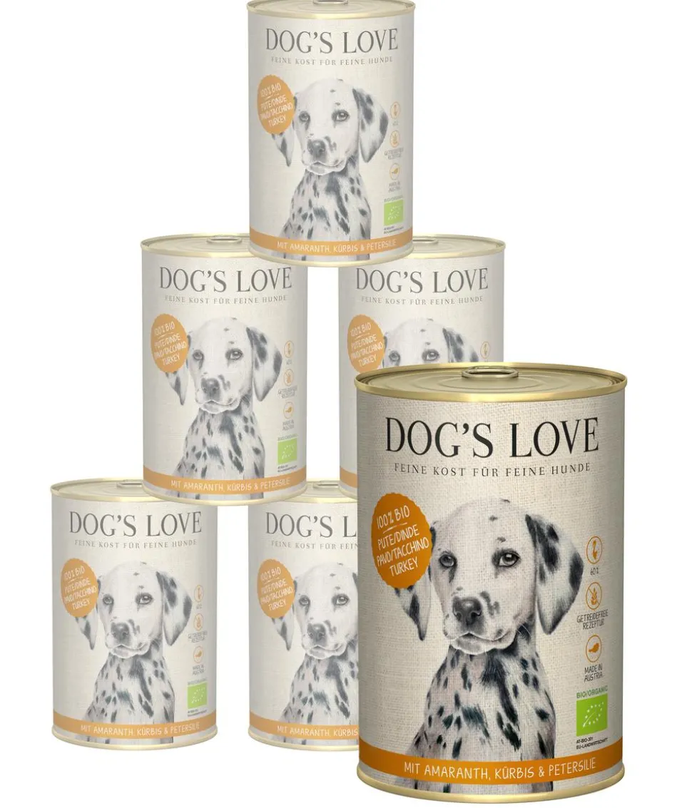DOG'S LOVE Nassfutter für Hunde Bio, 6 x 400 g