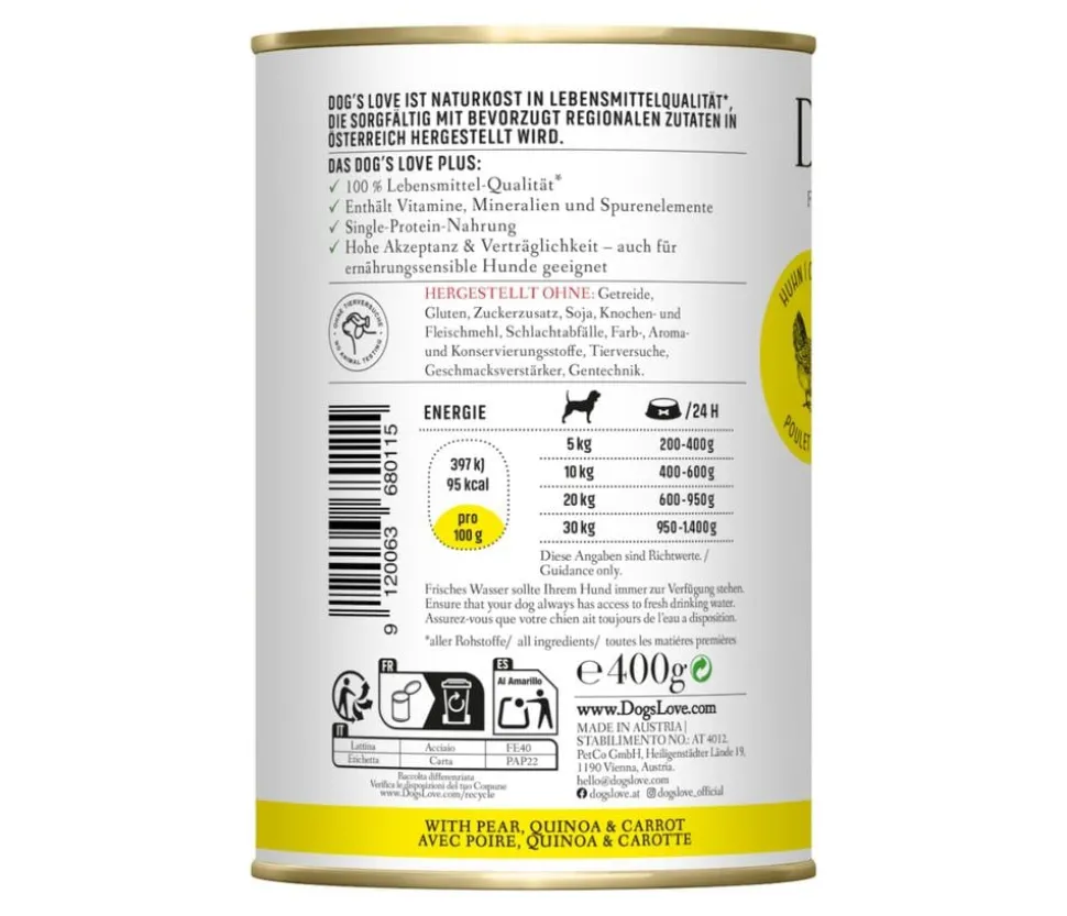 DOG'S LOVE Nassfutter für Hunde Adult, 6 x 400 g