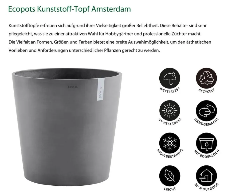 Ecopots Kunststoff-Topf Amsterdam, rund