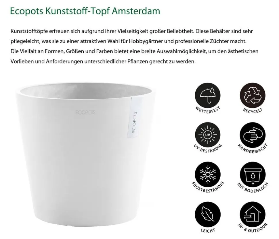Ecopots Kunststoff-Topf Amsterdam, rund