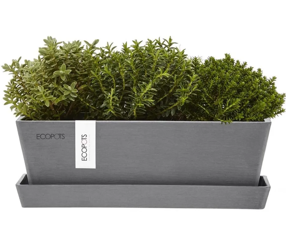 Ecopots Kunststoff-Topf Bruges mit Untersetzer, rechteckig