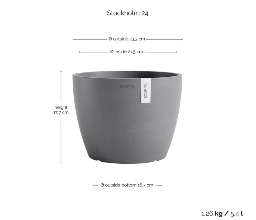 Ecopots Kunststoff-Topf Stockholm, rund