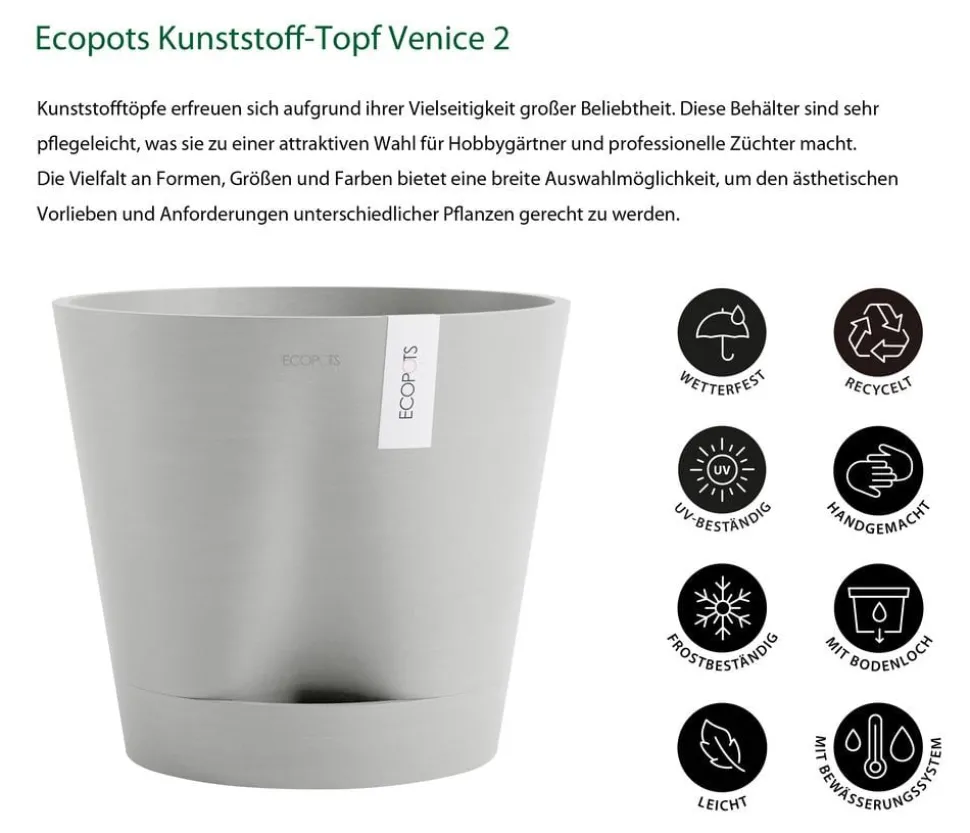 Ecopots Kunststoff-Topf Venice 2, rund