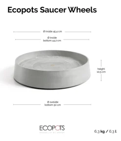 Ecopots Kunststoff-Untersetzer Oslo, rund, mit Rollen