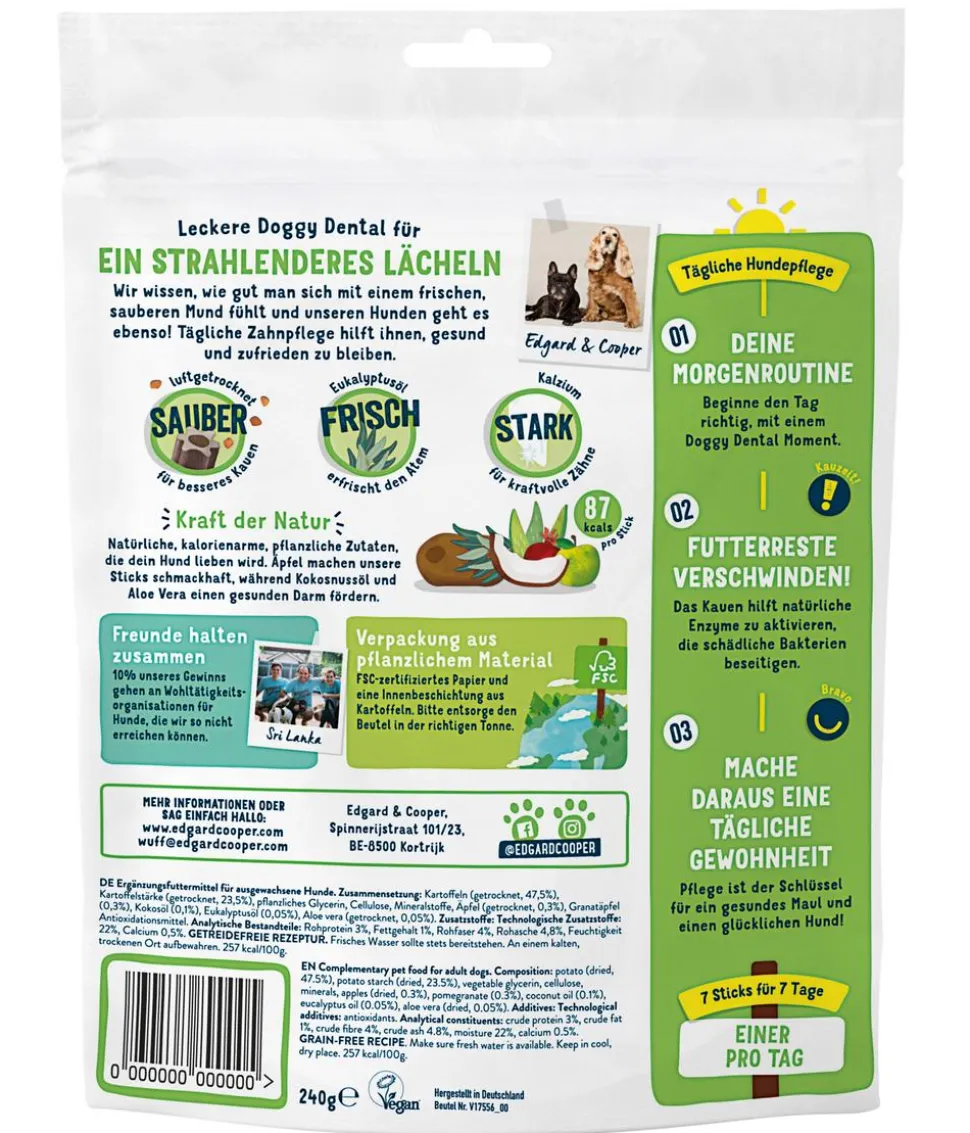 Edgard & Cooper Hundesnack Doggy Dental, Apfel & Eukalyptusöl, 8 x 105 g