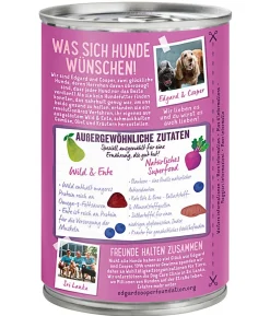 Edgard & Cooper Nassfutter für Hunde, Schmackhaftes Wild & Ente Adult, 6 x 400 g