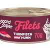 Edgard & Cooper Nassfutter für Katzen Wildfang-Thunfisch & Freilaufhuhn Filets, 24 x 70 g