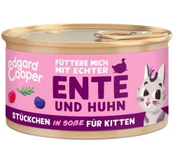 Edgard & Cooper Nassfutter für Katzen Freilaufente & Freilaufhuhn Stückchen in Soße, Kitten, 18 x 85 g