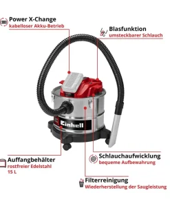 Einhell Akku-Aschesauger TE-AV 18/15 Li C-Solo