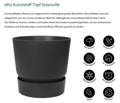 elho Kunststoff-Topf Greenville, rund, ca. Ø19/H18 cm
