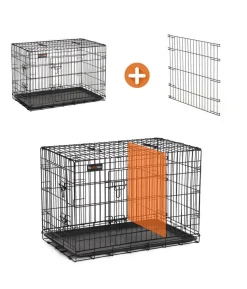Feandrea Hundekäfig mit Trennwand, ca. B107/H77,5/T70 cm