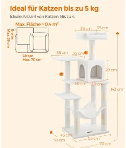 Feandrea Kratzbaum, cremeweiß, ca. B55/H143/T45 cm