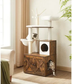 Feandrea Kratzbaum mit Katzenklo-Schrank, ca. B87,6/H151/T61,2 cm