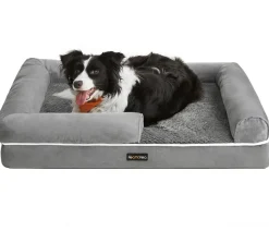 Feandrea Orthopädisches Hundebett, rechteckig, hellgrau, ca. B91/H20/T71 cm