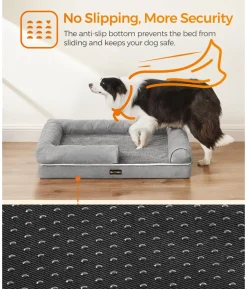 Feandrea Orthopädisches Hundebett, rechteckig, hellgrau, ca. B91/H20/T71 cm