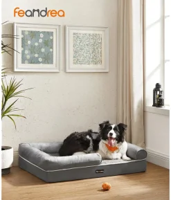 Feandrea Orthopädisches Hundebett, rechteckig, hellgrau, ca. B91/H20/T71 cm