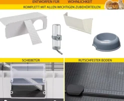 ferplast Nagerheim Modular 4, hellgrau, ca. B179/H56/T72 cm
