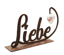 Ferrum Metall-Schriftzug Liebe, mit Glasherz, ca. H28 cm