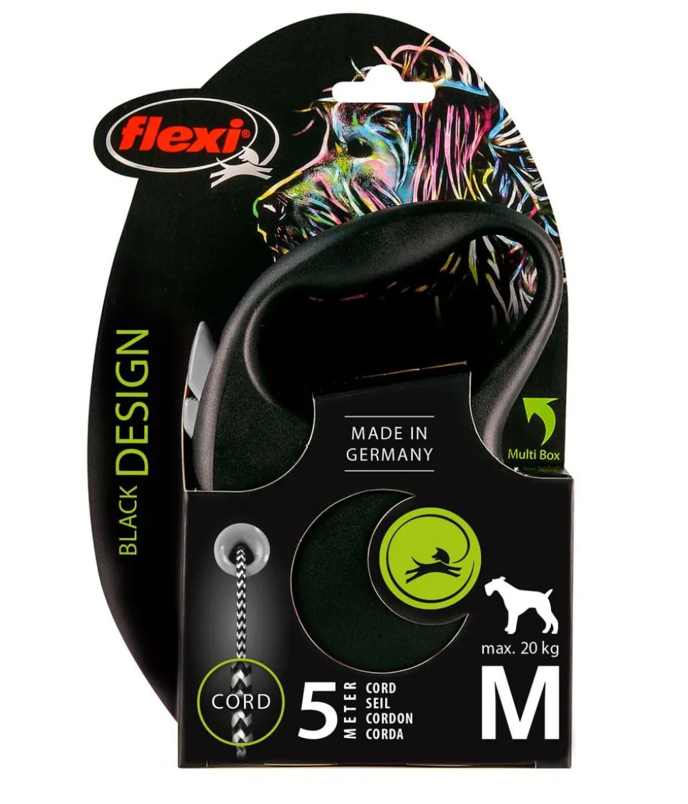 flexi® Hundeleine Seil-Leine Black Design, Medium, 5 m