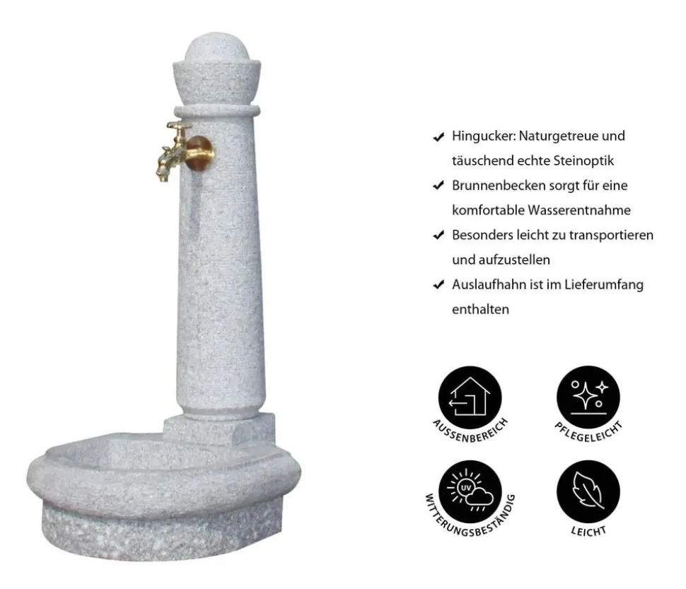 GARANTIA Kunststoff-Gartenbrunnen Venezia, 44 x 52 x 90 cm