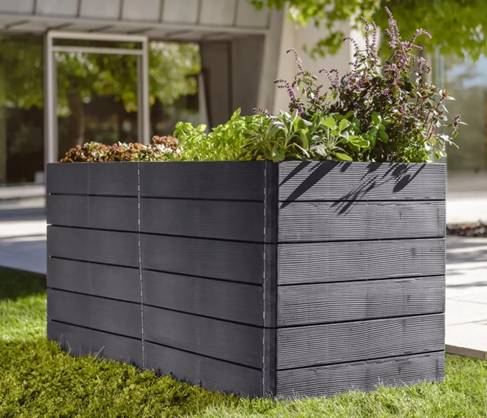 Garantia Kunststoff-Hochbeet Ergo Quadro Wood inkl. Wassersparsystem