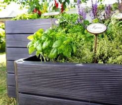 Garantia Kunststoff-Hochbeet Ergo Quadro Wood inkl. Wassersparsystem