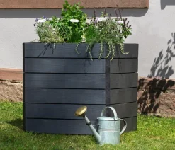 Garantia Kunststoff-Hochbeet Ergo Quadro Wood inkl. Wassersparsystem
