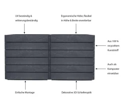 Garantia Kunststoff-Hochbeet Ergo Quadro Stone inkl. Wassersparsystem