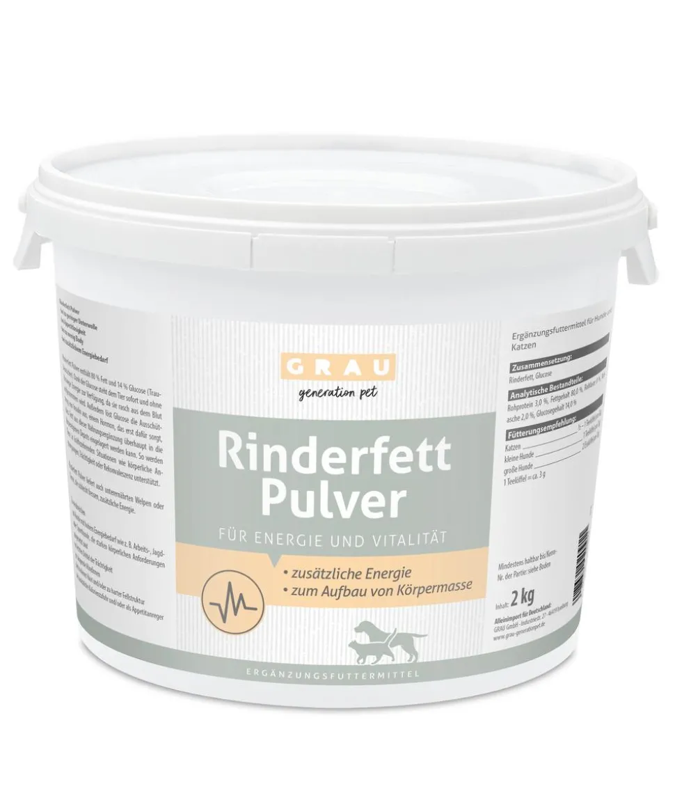 GRAU Ergänzungsfuttermittel für Hunde und Katzen Rinderfett Pulver, 2 kg