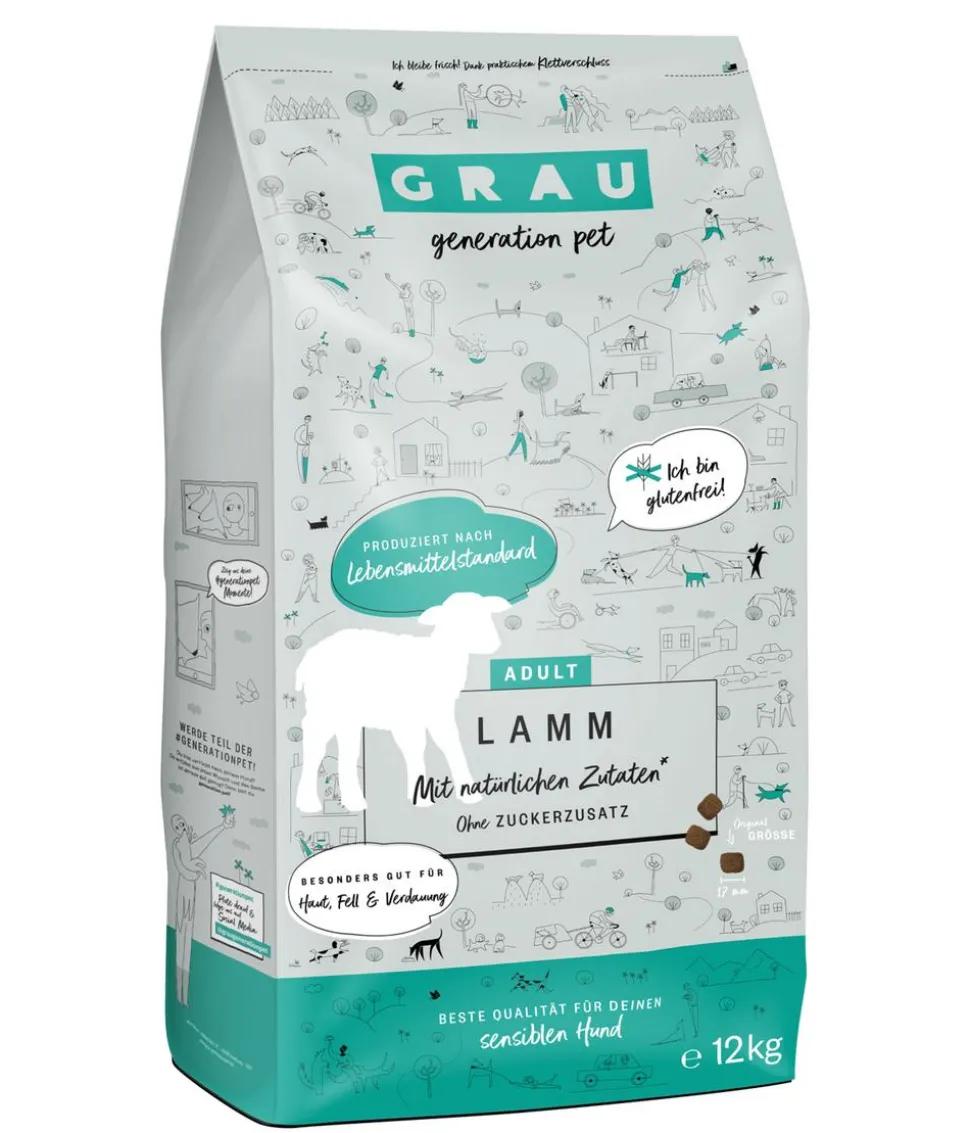 GRAU Trockenfutter für Hunde Adult, 12 kg