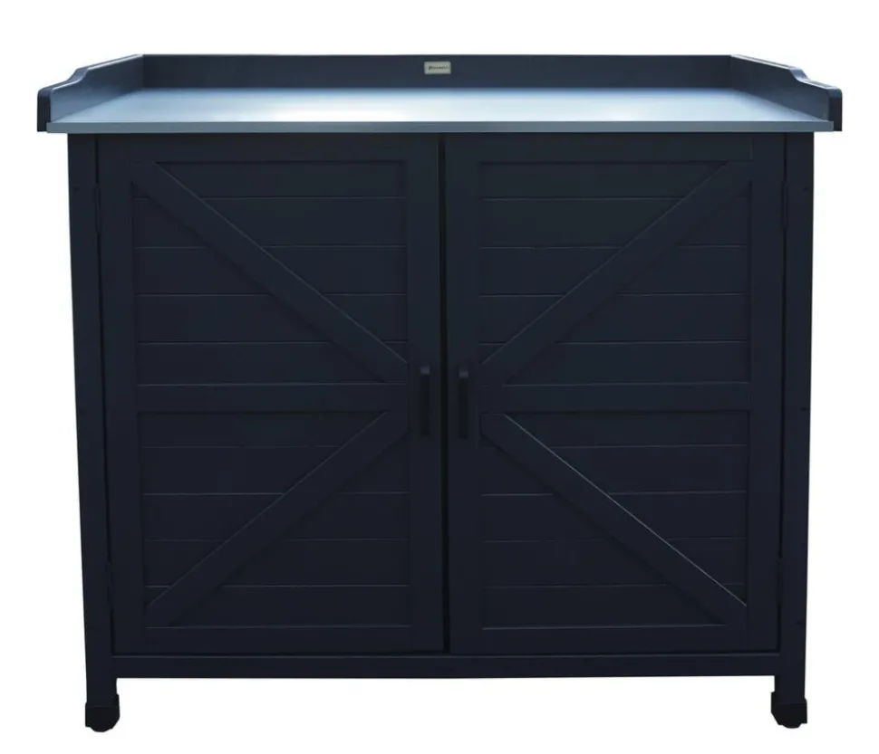 Habau Holz-Gartenschrank Roger, anthrazit, ca. B98/H95/T48 cm