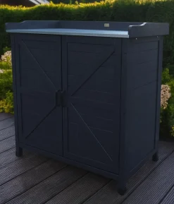 Habau Holz-Gartenschrank Roger, anthrazit, ca. B98/H95/T48 cm