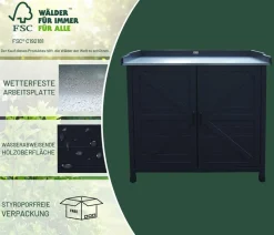Habau Holz-Gartenschrank Roger, anthrazit, ca. B98/H95/T48 cm