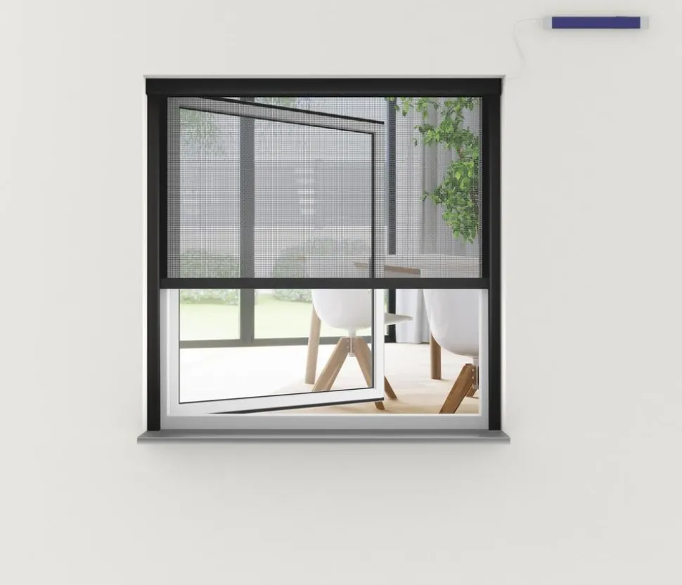 Hecht Insektenschutzrollo elektrisch, inkl. Solarpanel, ca. B130/H160 cm