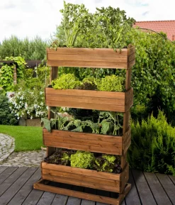 Hecht Vertikales Holz-Hochbeet Cube 4, ca. B82/H145/T50 cm