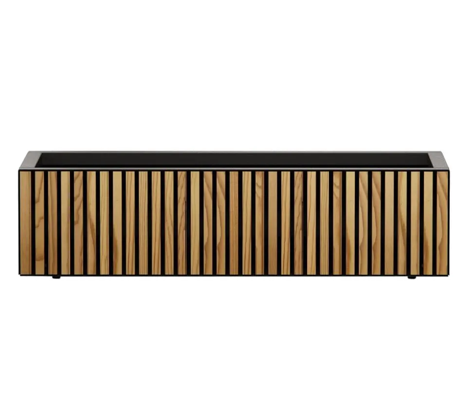 Herstera Metall-Pflanzkasten Deco Planter Xic LED, rechteckig, schwarz/natur