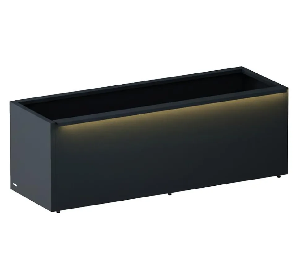 Herstera Metall-Pflanzkasten Cube LED, rechteckig, anthrazit