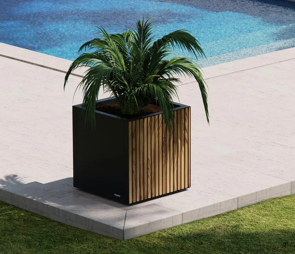 Herstera Metall-Pflanzkasten Cube Balcony LED, rechteckig, anthrazit