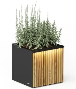 Herstera Metall-Pflanzkasten Cube Balcony LED, rechteckig, anthrazit