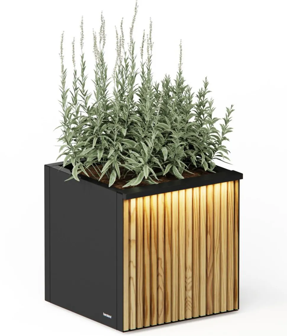 Herstera Metall-Pflanzkasten Cube Balcony LED, rechteckig, anthrazit