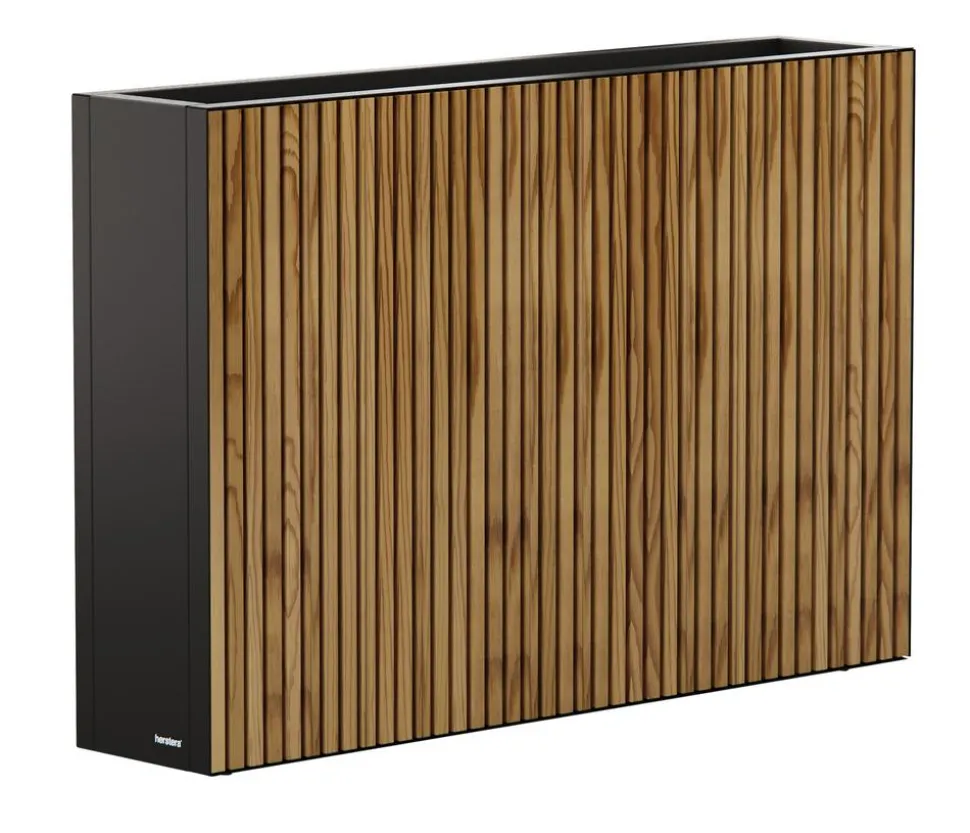 Herstera Metall-Raumtrenner Deco Planter LED, rechteckig, schwarz/natur