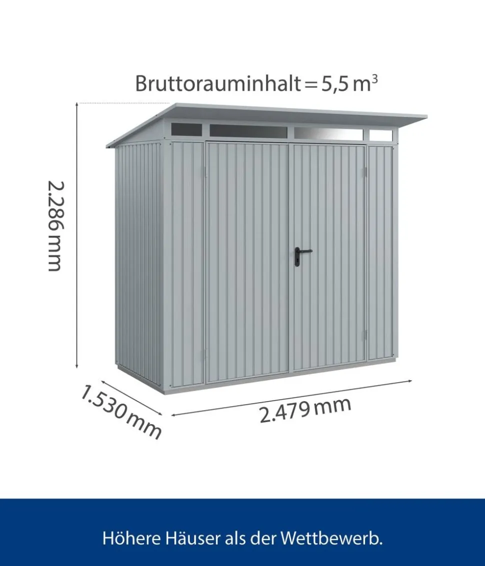 Hörmann Berry-Gerätehaus Classic-P Typ 1, ca. B247,9/H228,6/T153 cm
