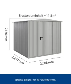 Hörmann Berry-Gerätehaus Classic-S Typ 2, ca. B258,8/H216/T247,7 cm