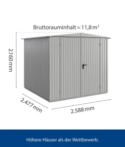 Hörmann Berry-Gerätehaus Classic-S Typ 2, ca. B258,8/H216/T247,7 cm